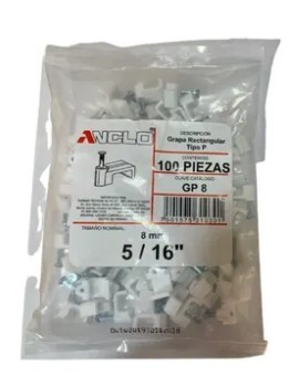 GRAPA PARA CABLE PLANO 3/16 DE PULGADA BLANCO 10 PIEZAS